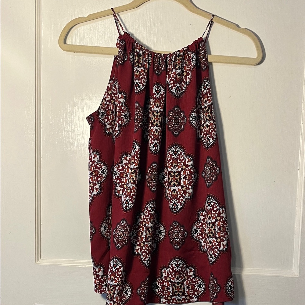 Ann Taylor Burgundy Patterned Camisole